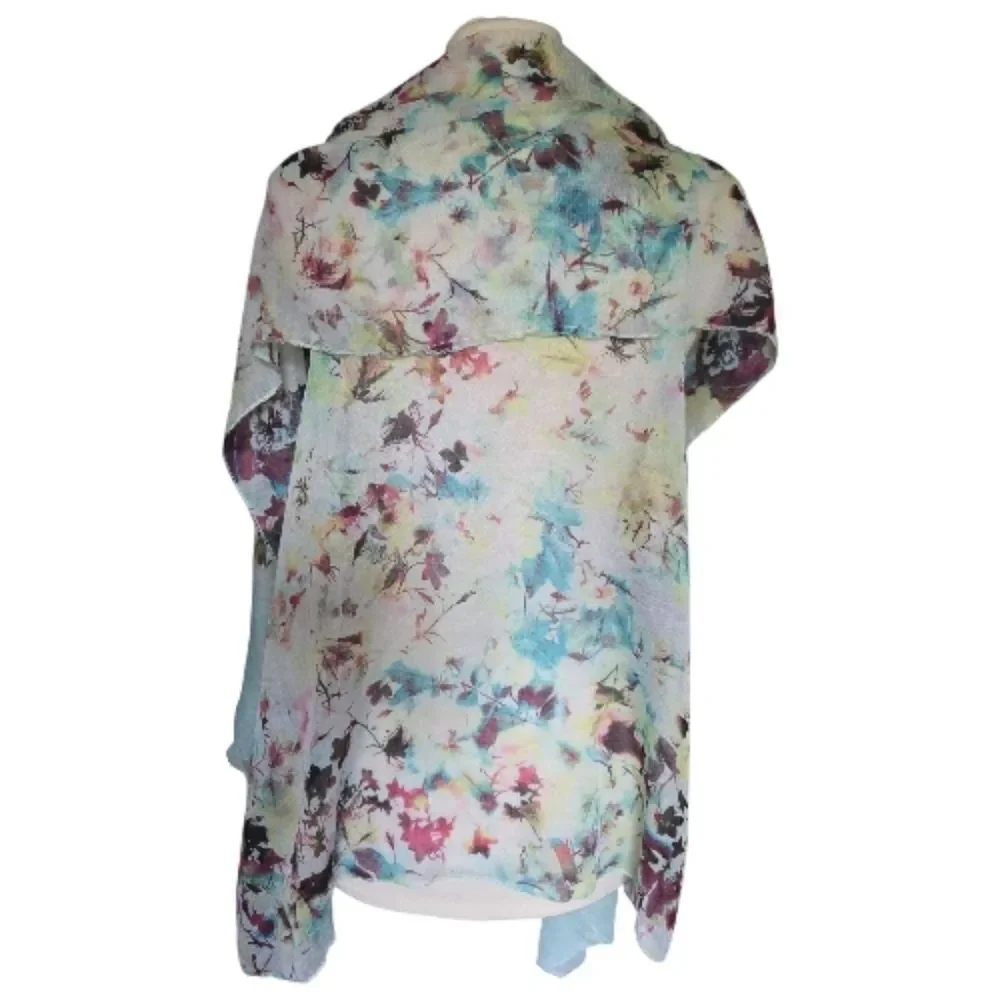 West Loop Sheer Floral Scarf Vest - One Size